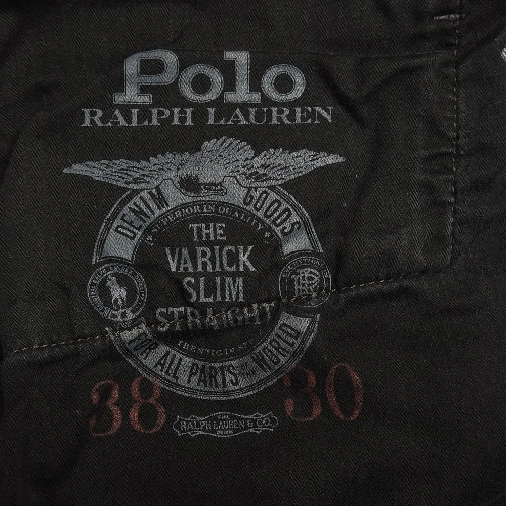Polo Ralph Lauren Jeans Mens 38x25 Blue Dark Wash Varick Slim Straight Tag 38x30